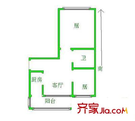 金谷園戶型圖戶型圖 2室1廳1衛(wèi)1廚