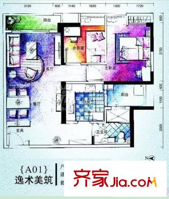 倾城时代户型图2室2厅户型图 2室2厅1卫1厨