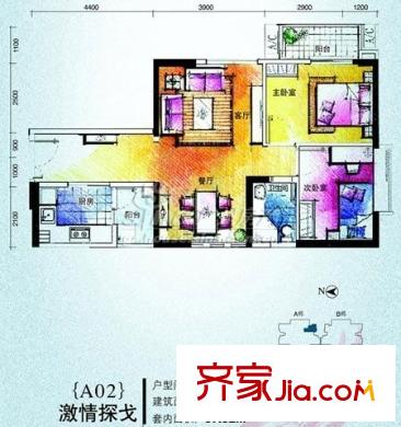 倾城时代户型图2室2厅户型图 2室2厅1卫1厨