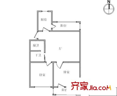 天華里戶型圖戶型圖 2室1廳2衛(wèi)1廚