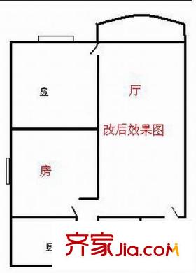 富力新村户型图2室1厅户型图 2室1厅1卫1厨
