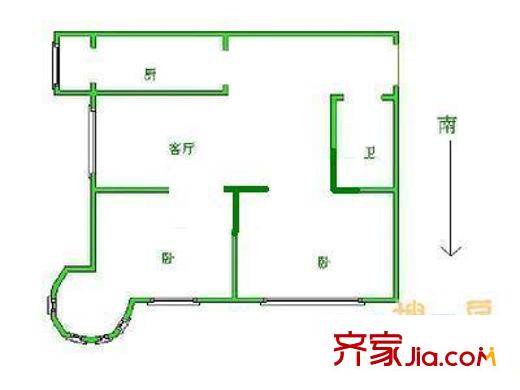 晴景家園戶型圖戶型圖 2室1廳1衛(wèi)1廚