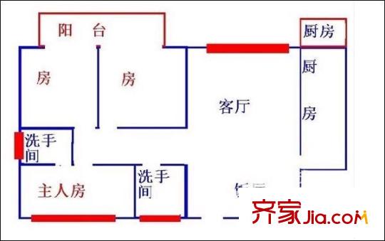 御华苑户型图3室2厅户型图 3室2厅2卫1厨