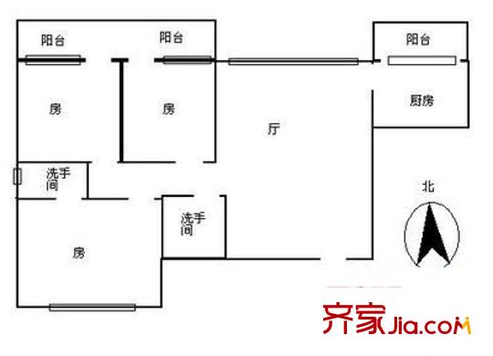 御华苑户型图3室2厅户型图 3室2厅2卫1厨