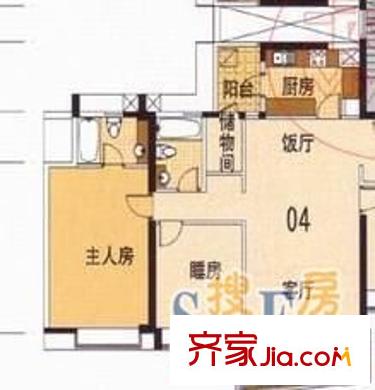 嘉裕丹顿阳光户型图1室1厅 户型图 1室1厅1卫1厨