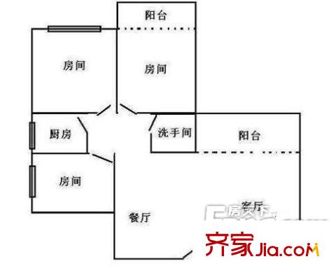 水均大街小区户型图3室2厅户型图 3室2厅1卫1厨