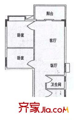 嘉鸿花园户型图2室2厅户型图 2室2厅1卫1厨