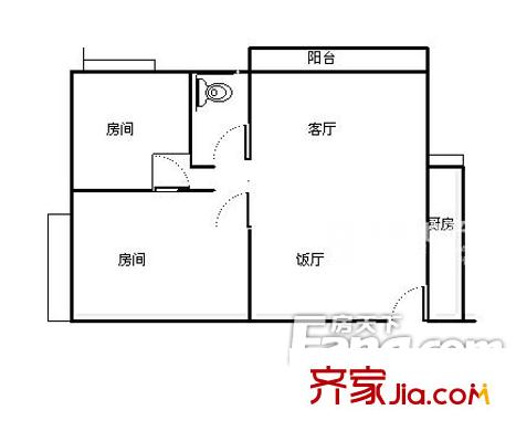 嘉鸿花园户型图2室2厅户型图 2室2厅1卫1厨