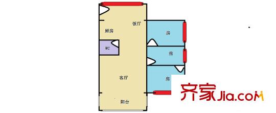 海珠沙园小区 2室 户型图