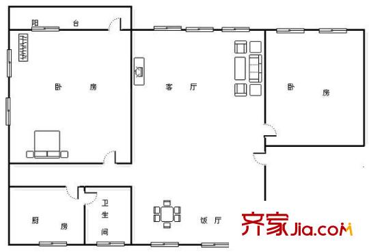 海珠沙园小区户型图2室2厅户型图 2室2厅1卫1厨