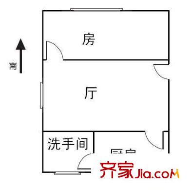 海珠沙园小区户型图1室1厅户型图 1室1厅1卫1厨