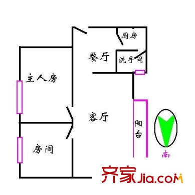 云苑新村户型图2室2厅户型图 2室2厅1卫1厨