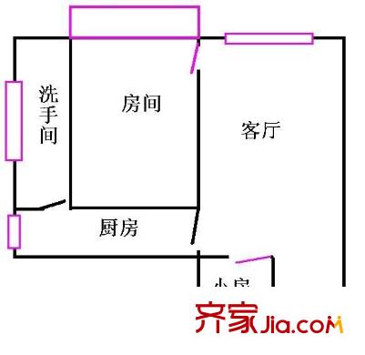 云苑新村户型图2室1厅户型图 2室1厅1卫1厨