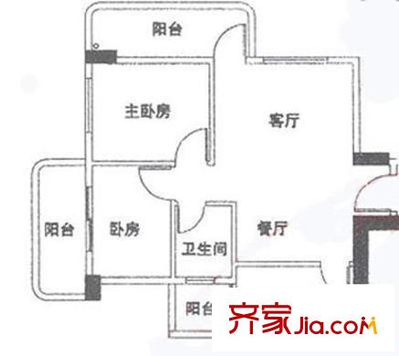 恒华阁户型图2室2厅户型图 2室2厅1卫1厨