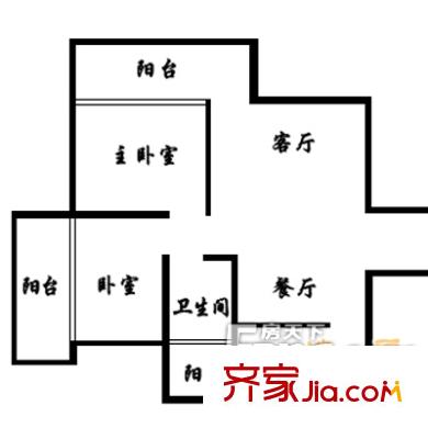 恒华阁户型图2室2厅户型图 2室2厅1卫1厨