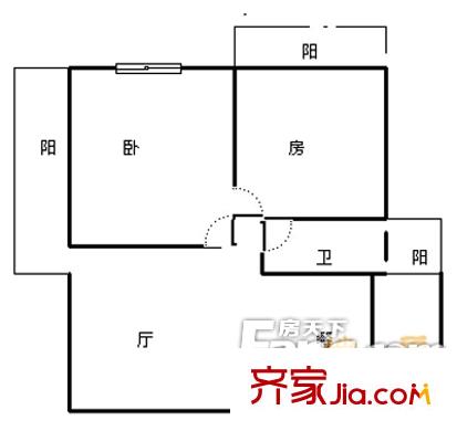 恒华阁户型图2室2厅户型图 2室2厅1卫1厨