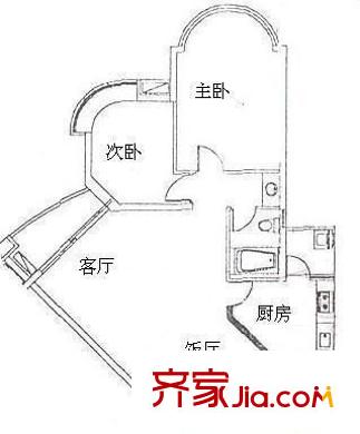 中海锦苑户型图2室2厅户型图 2室2厅1卫1厨