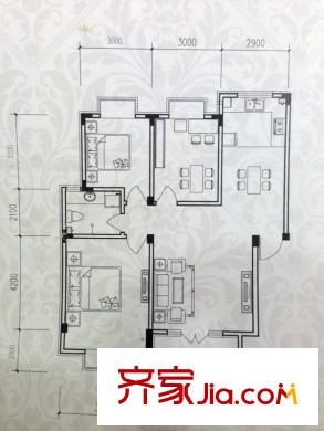 湖畔家園洋房3層E戶型 3室2廳1衛(wèi)1廚
