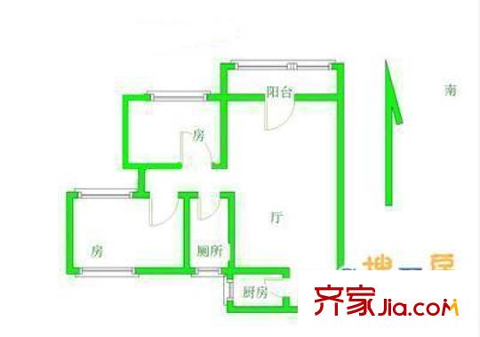 金富苑户型图2室1厅户型图 2室1厅1卫1厨