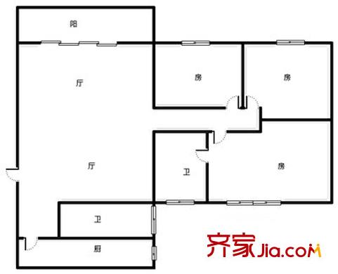 金富苑户型图3室2厅户型图 3室2厅2卫1厨