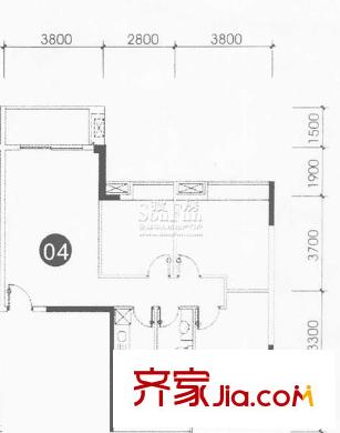 尚东峰景户型图10栋04单位 3室2厅1卫1厨