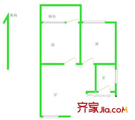 海珠前进路大院户型图2室1厅户型图 2室1厅1卫1厨