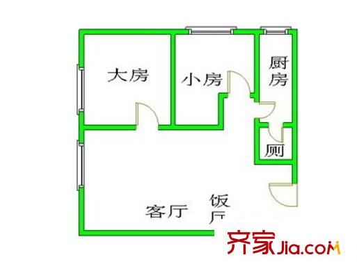 海珠前进路大院户型图2室2厅户型图 2室2厅1卫1厨