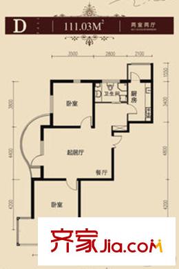 狀元城小高層標(biāo)準(zhǔn)層D戶型 3室2廳1衛(wèi)1廚