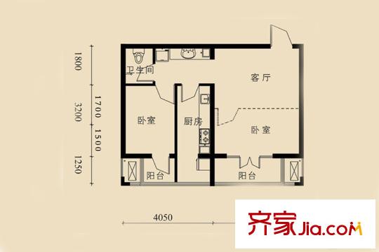 狀元城小高層標(biāo)準(zhǔn)層G戶型2室1廳1衛(wèi) 2室1廳1衛(wèi)1廚