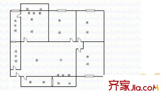 南珠广场户型图4室1厅户型图 4室1厅2卫1厨