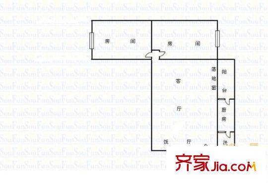 南珠广场户型图2室2厅户型图 2室2厅1卫1厨