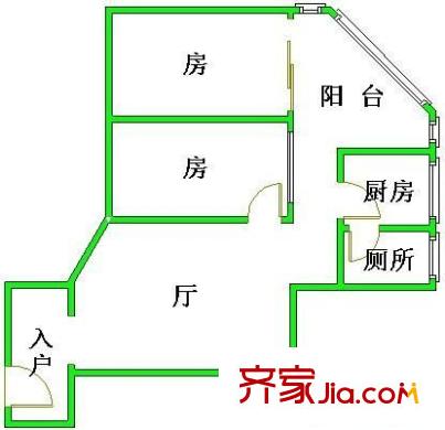 宏宇广场户型图2室1厅户型图 2室1厅1卫1厨