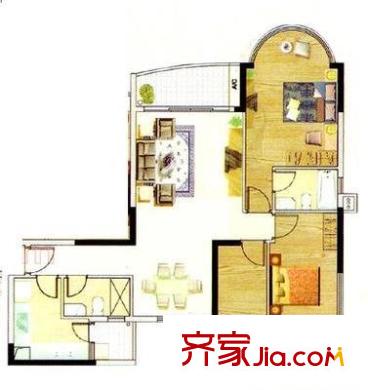 逸景翠园御景轩户型图3室2厅户型图 3室2厅2卫1厨