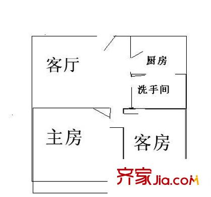 光华大厦户型图2室1厅户型图 2室1厅1卫1厨