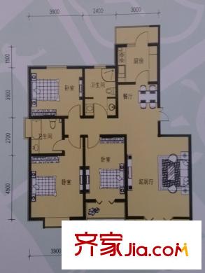 心港東城名都匯豐園13號(hào)樓標(biāo)準(zhǔn)層F1戶型 3室2廳2衛(wèi)1廚