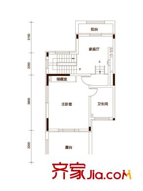 天保美墅林一期聯(lián)排別墅B戶型三層平面圖 4室3廳4衛(wèi)1廚