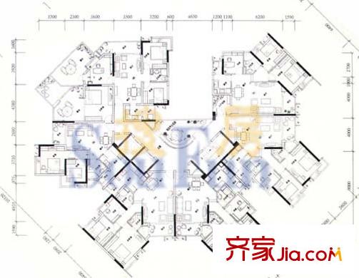 天河南兴花园户型图E1栋10层平面图
