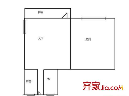 六榕路小区户型图1室1厅 户型图 1室1厅1卫1厨