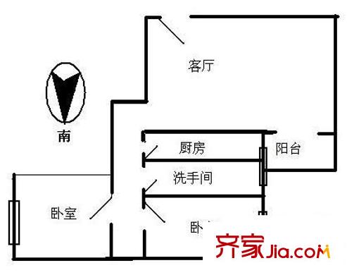豪景花园户型图2室1厅户型图 2室1厅1卫1厨