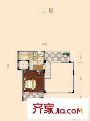 71墅洋房4、11號(hào)樓躍層二層兩室戶型 2室2廳2衛(wèi)1廚