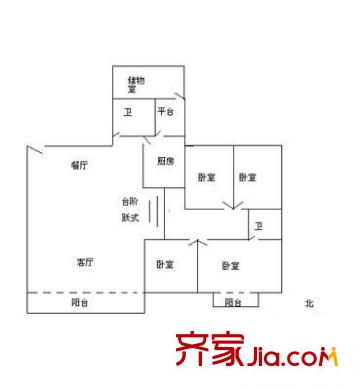 天翔花园户型图5室2厅户型图 5室2厅2卫1厨