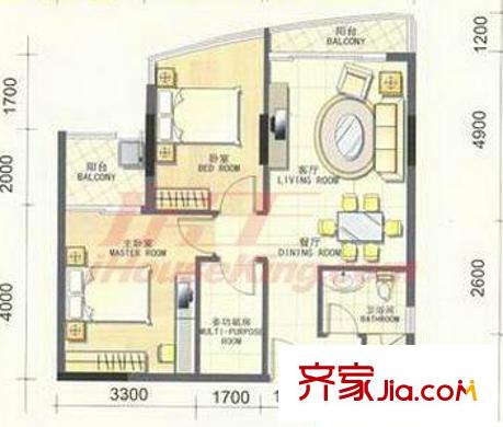 南园居教师村 3室 户型图