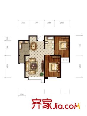 澤天下四期高層標準層戶型2室2廳1衛(wèi)1廚 2室2廳1衛(wèi)1廚