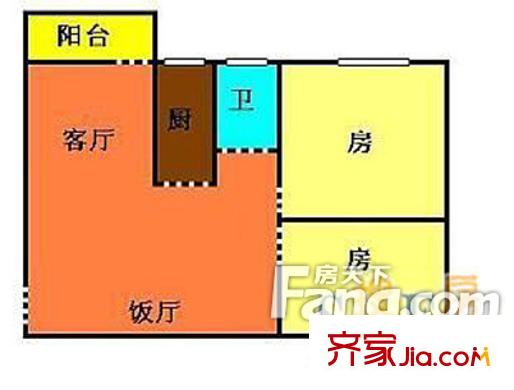建设二马路小区户型图2室2厅户型图 2室2厅1卫1厨