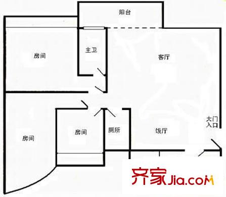 海景花园户型图3室2厅户型图 3室2厅2卫1厨