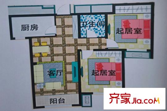福升園二期高層標(biāo)準(zhǔn)層兩室戶型 2室1廳1衛(wèi)1廚