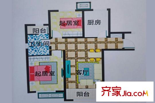 福升園二期高層標(biāo)準(zhǔn)層兩室戶型 2室1廳1衛(wèi)1廚