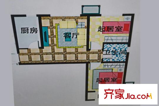 福升園二期高層標(biāo)準(zhǔn)層兩室戶型 2室1廳1衛(wèi)1廚