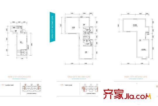 天津富力新城類(lèi)上疊拼端戶(hù)戶(hù)型圖 3室2廳2衛(wèi)1廚