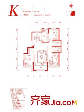 中鐵諾德名苑洋房2、3號(hào)樓標(biāo)準(zhǔn)層K戶型 3室2廳2衛(wèi)1廚